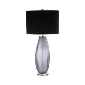 Smoke Glass Table Lamp with Velvet Shade